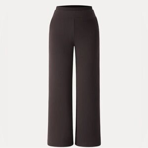 OGL FuzzLuxe Double Waistband Straight Leg Pants Brown XL
